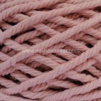 نخ مکرومه کرم صورتی تابیده ۴میل - P8
